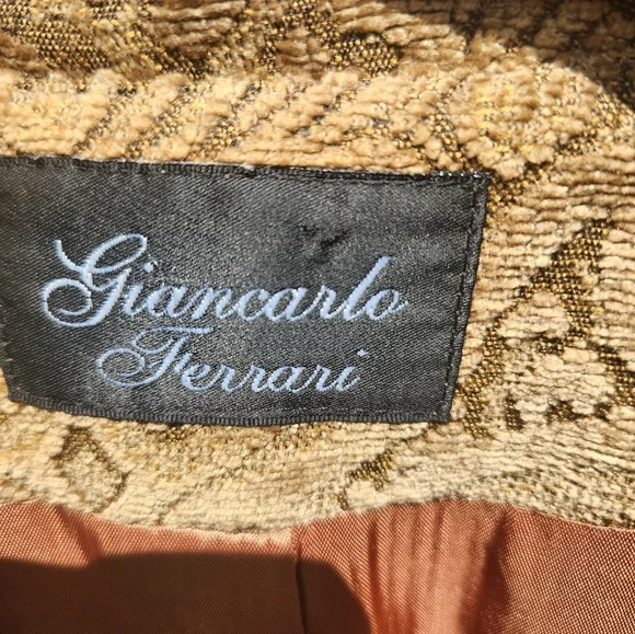 Womens Giancarlo Ferrari Vintage GOLD Jacket GYPSY Festival BOHO lined Zip - Picture 9 of 12